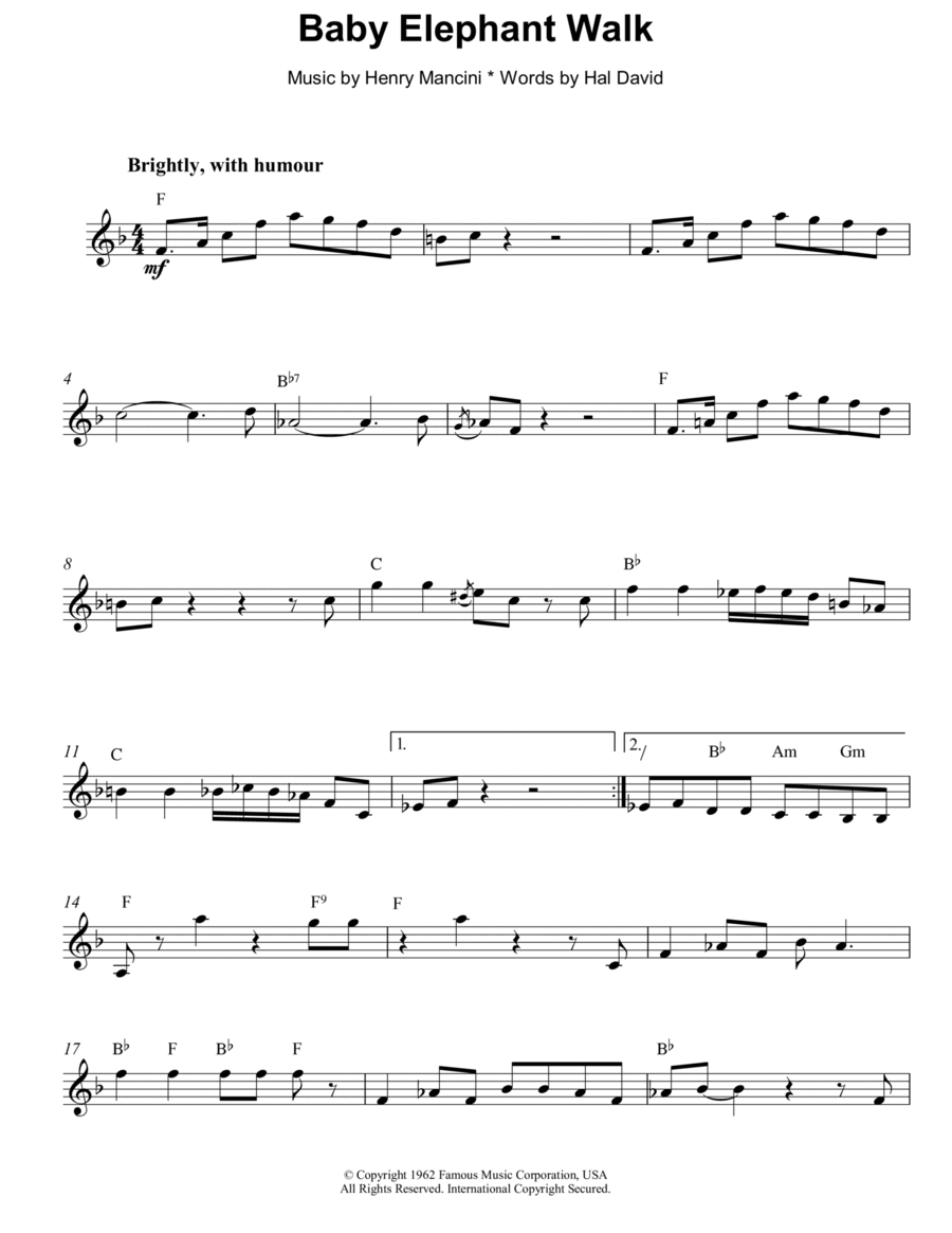 Baby Elephant Walk Baby Elephant Walk Piano scores gallery preview page 1