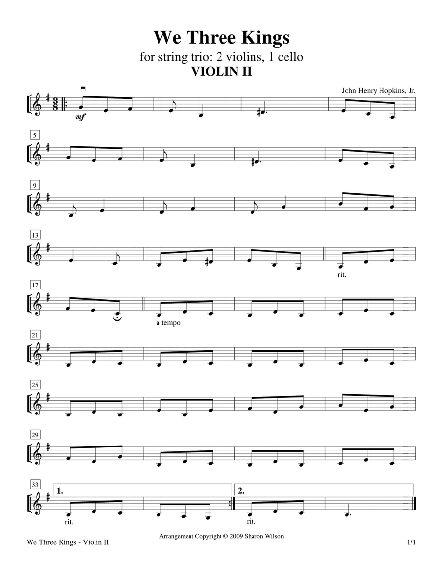 We Three Kings (String Trio - 2 violins, 1 cello) String Trio scores gallery preview page 2