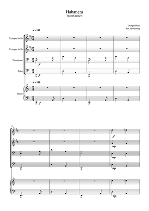 Habanera - Georges Bizet (Carmen) for Brass Quartet in a easy version with piano - Score and parts