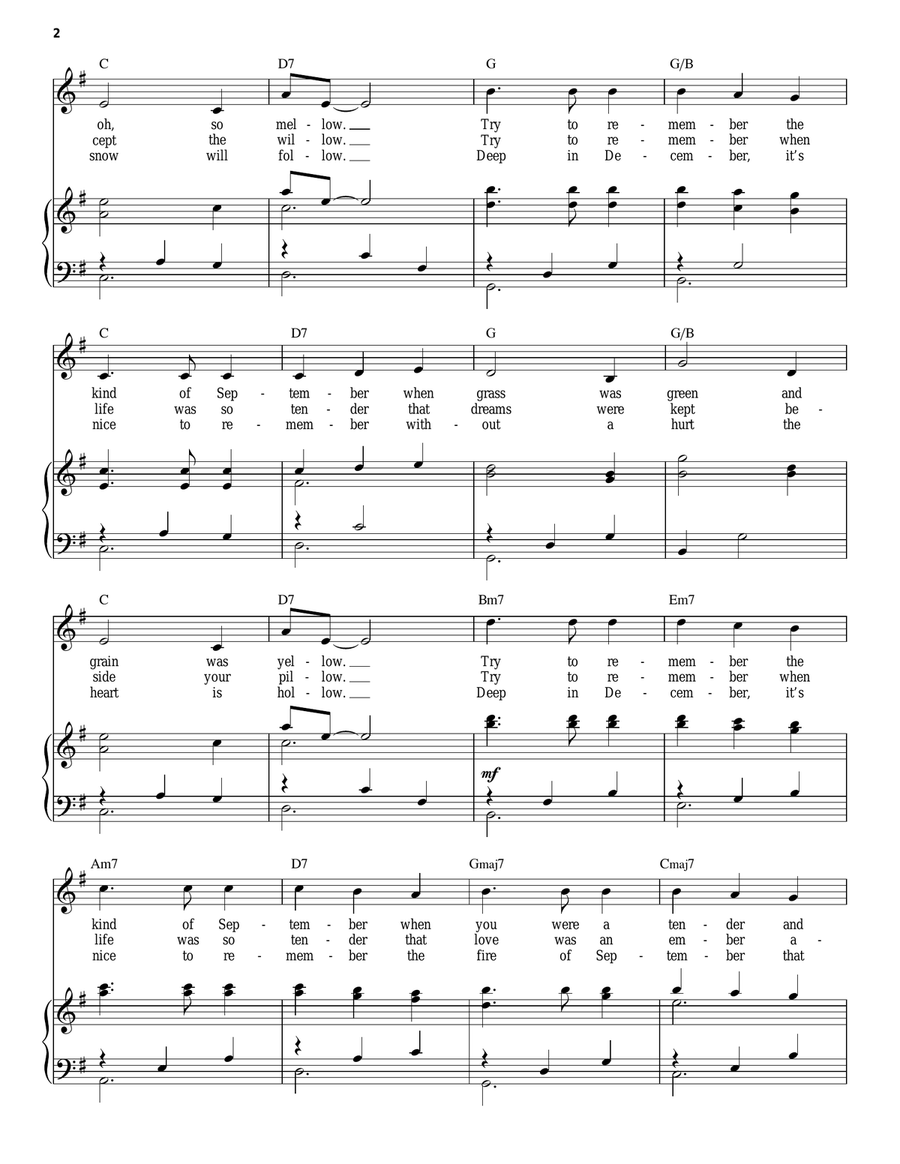 Try To Remember High Voice scores gallery preview page 2