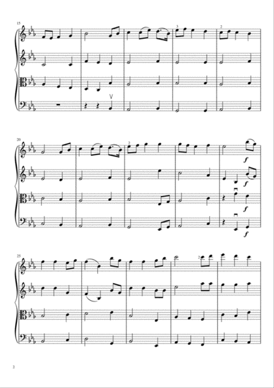 Jupiter Chorale Theme String Quartet scores gallery preview page 3