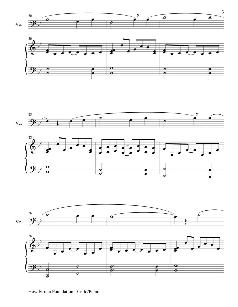 HOW FIRM A FOUNDATION (Cello/Piano and Cello Part) Piano scores gallery preview page 3