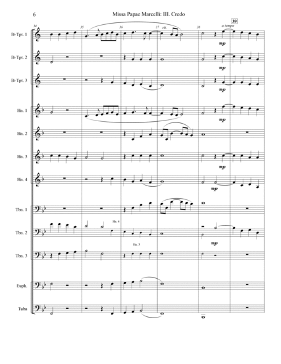Missa Papae Marcelli - III. Credo Brass Band scores gallery preview page 6