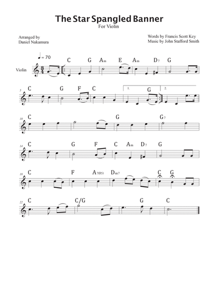 The Star Spangled Banner (For Violin with Chords) image number null