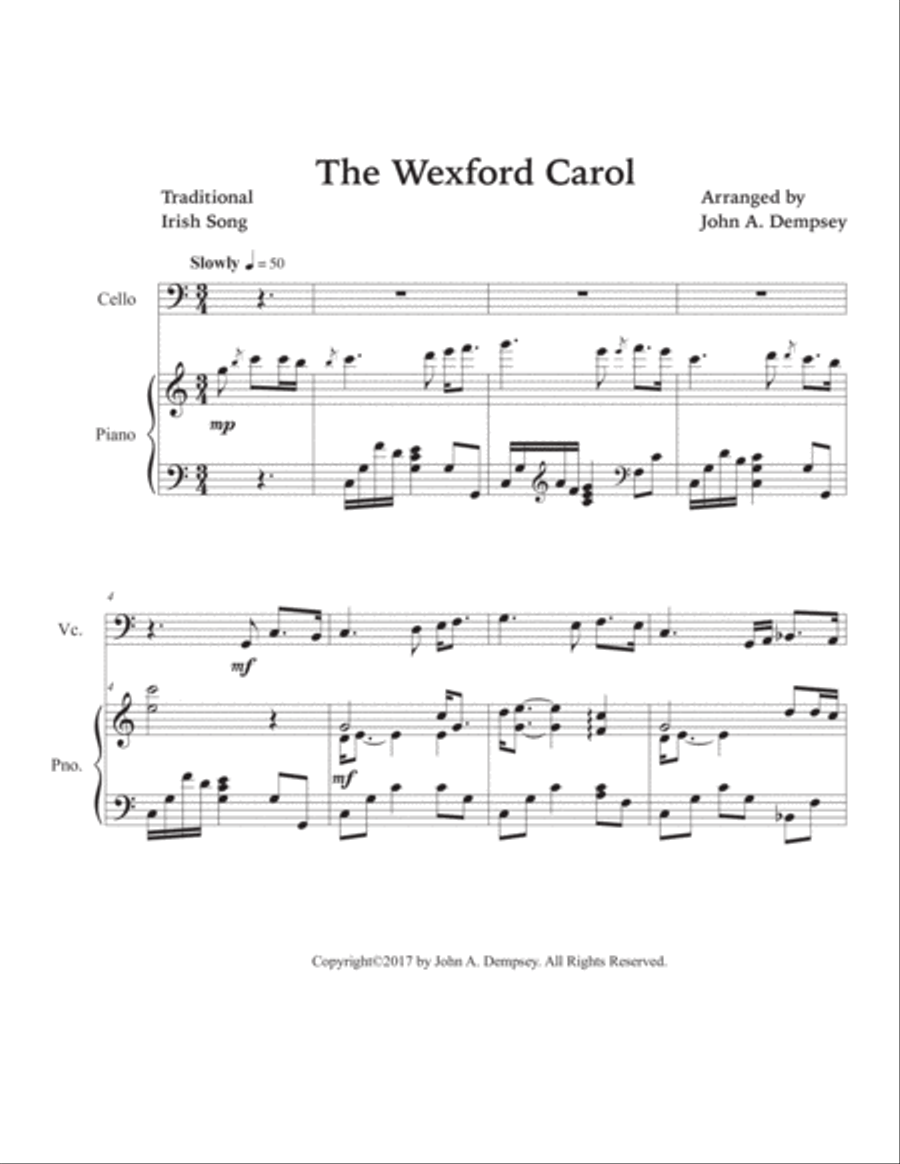 The Wexford Carol (Cello and Piano) Piano scores gallery preview page 5