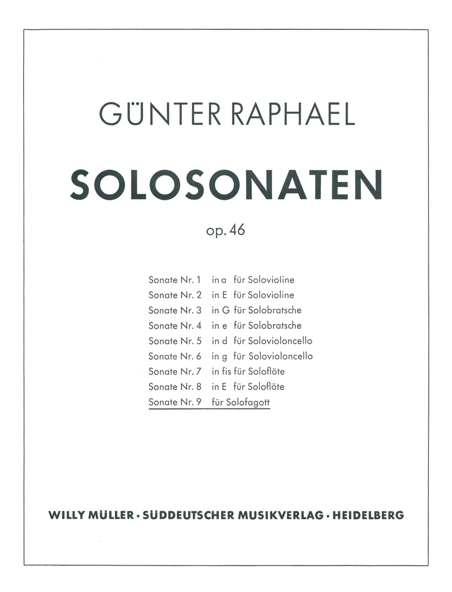 Solosonate (1954), op. 46/9 Bassoon Solo scores gallery preview page 1
