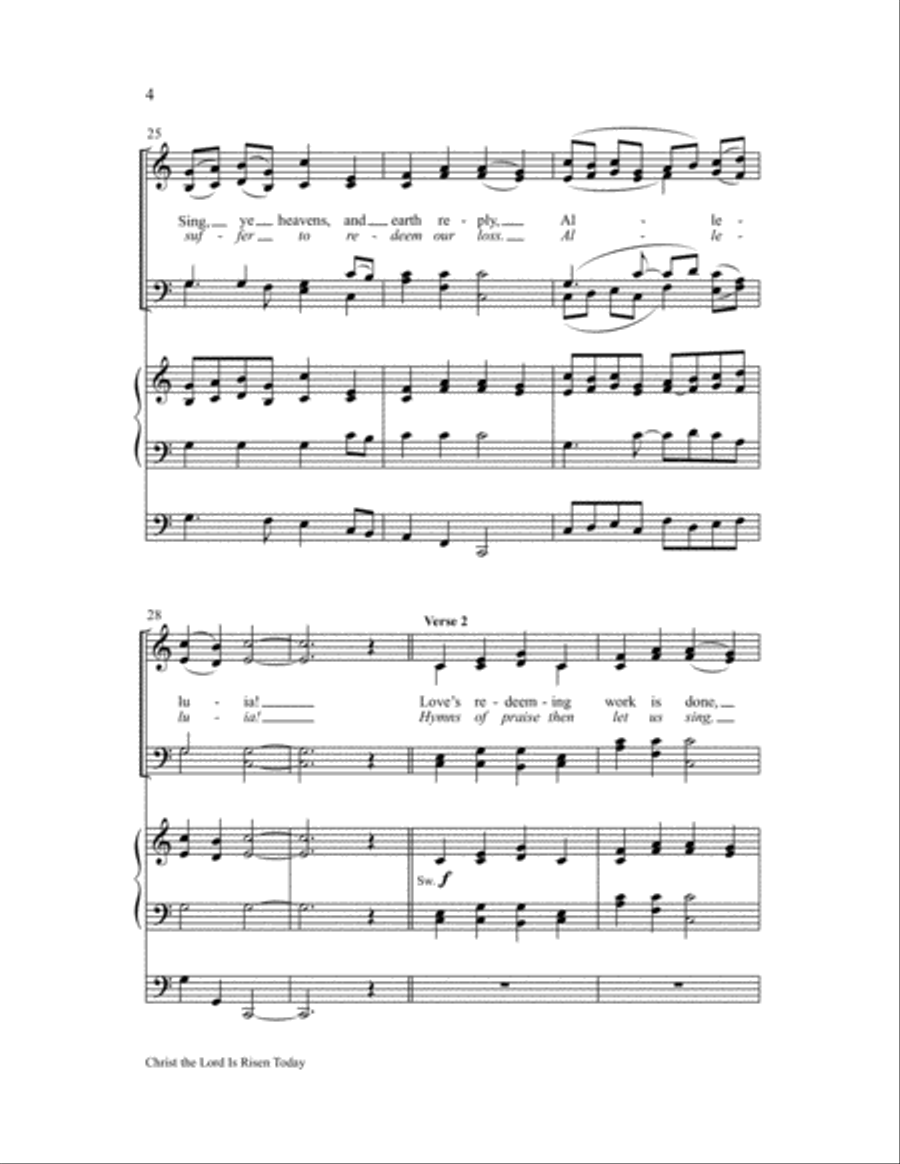 Christ the Lord Is Risen Today 4-Part scores gallery preview page 4