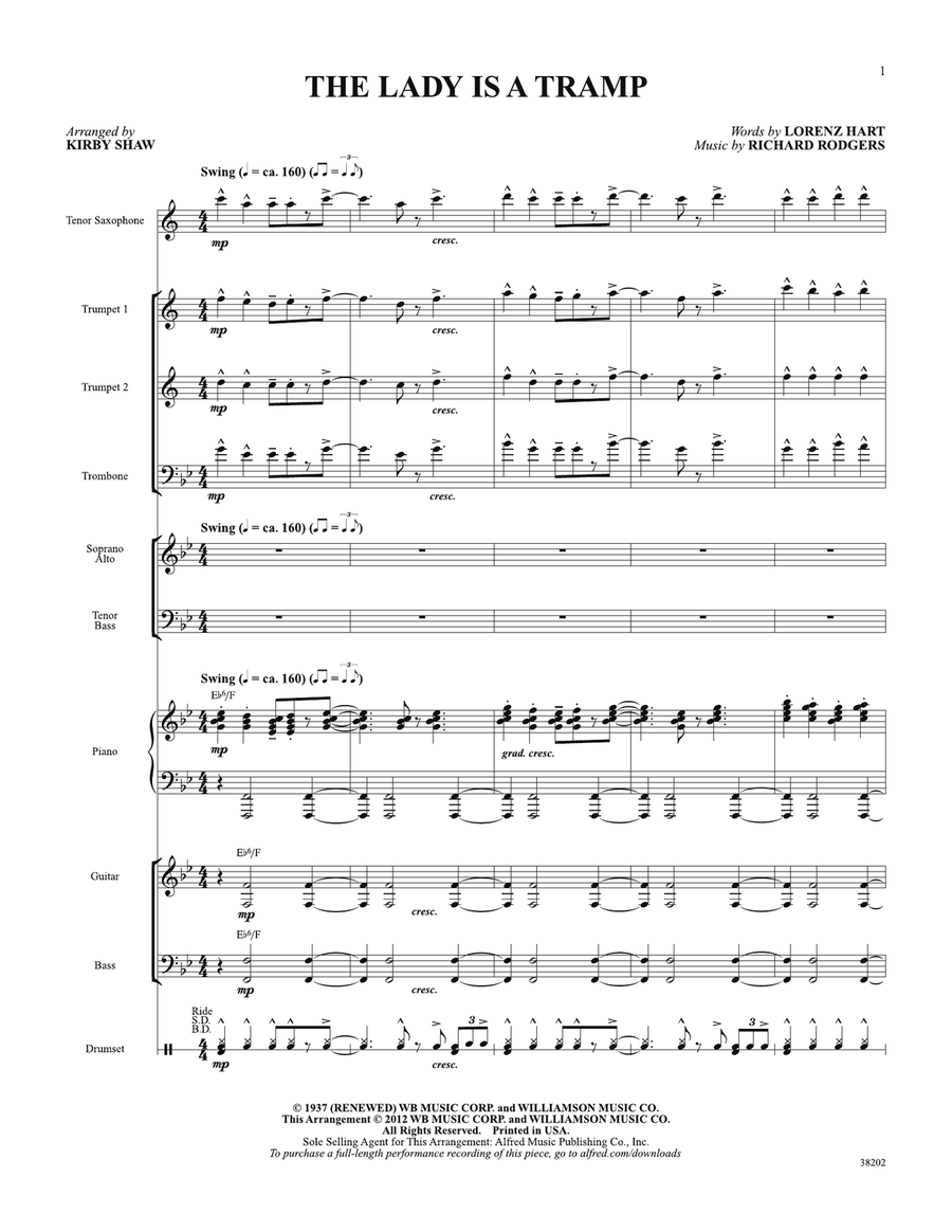 The Lady Is a Tramp: Score
