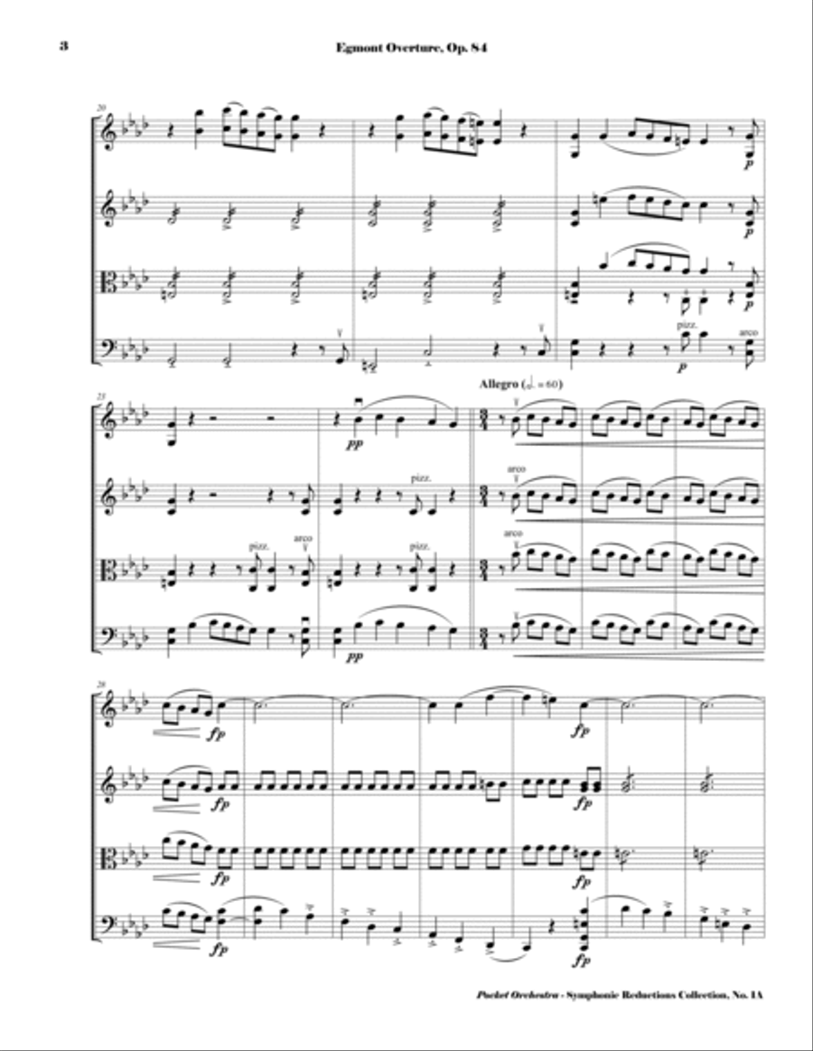 Beethoven - Egmont Overture, Op. 84 - String Quartet Arrangement - Score String Quartet scores gallery preview page 4