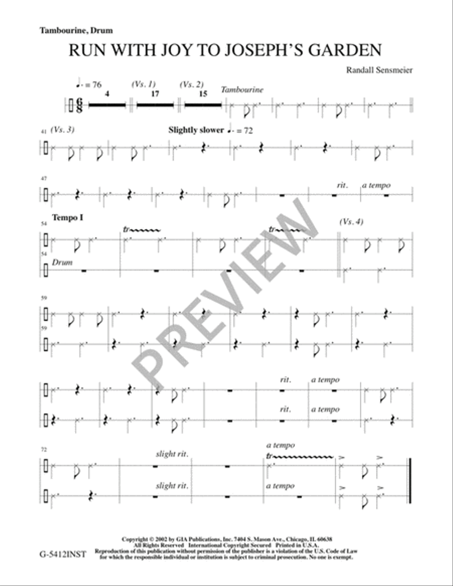 Run with Joy to Joseph’s Garden - Instrument edition Percussion scores gallery preview page 4