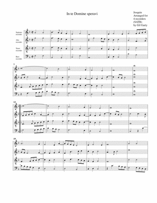 In te Domine speravi (arrangement for 4 recorders)