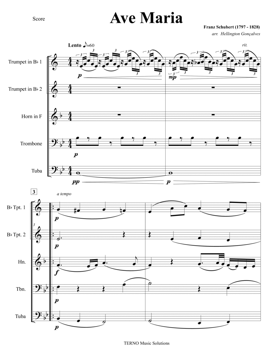 Ave Maria Brass Ensemble scores gallery preview page 1