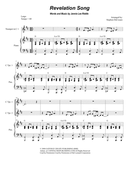Revelation Song (Beginning Piano Solo) - Print Sheet Music Now