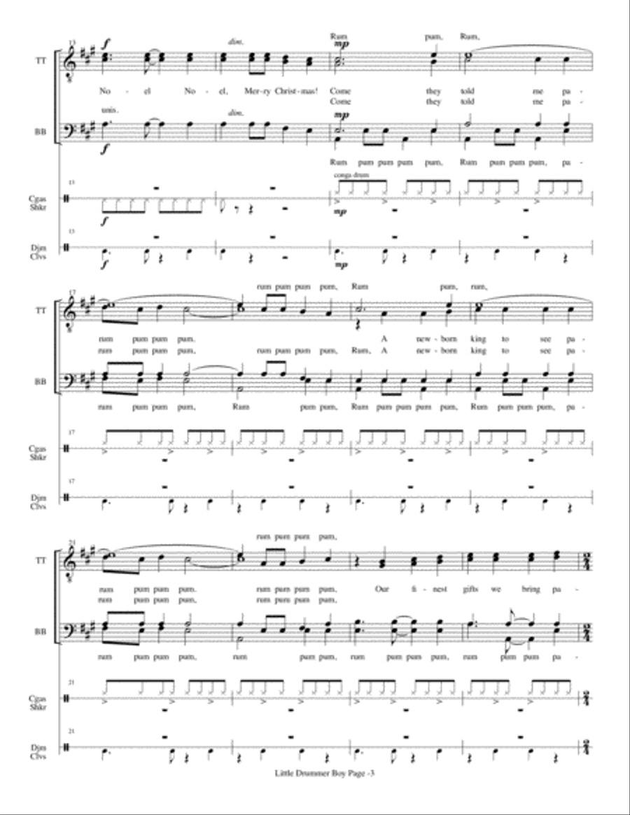 The Little Drummer Boy TTBB scores gallery preview page 3