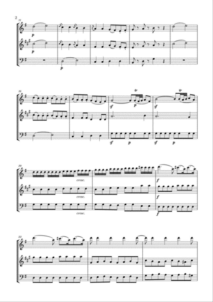 Eine Kleine Nachtmusik for Flute, Clarinet and Bassoon Woodwind Trio scores gallery preview page 2