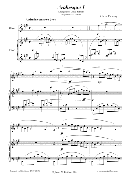 Debussy: Two Arabesques for Oboe & Piano image number null