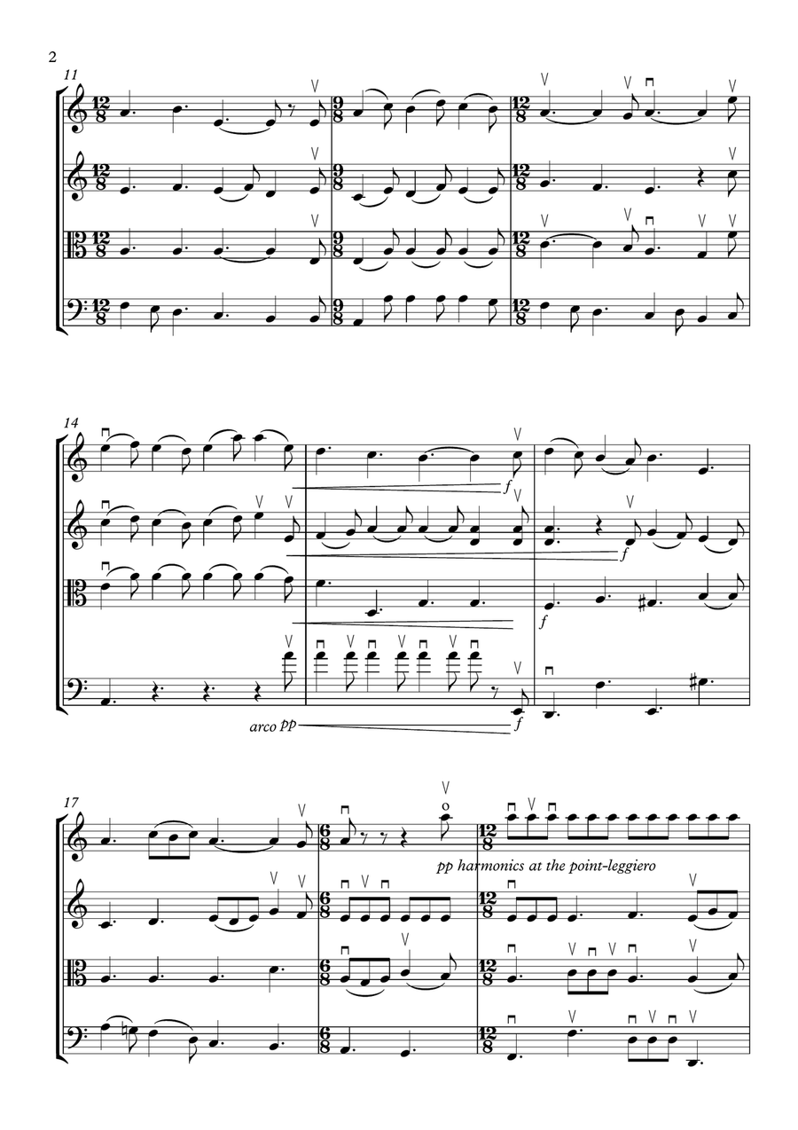 THE ANGEL GABRIEL for STRING QUARTET AND/OR STRING ORCHESTRA String Quartet scores gallery preview page 6