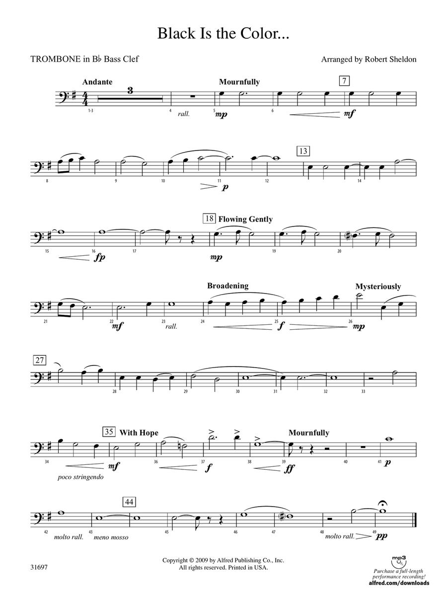 Black Is the Color...: (World Part) 1st B-flat Trombone B.C.