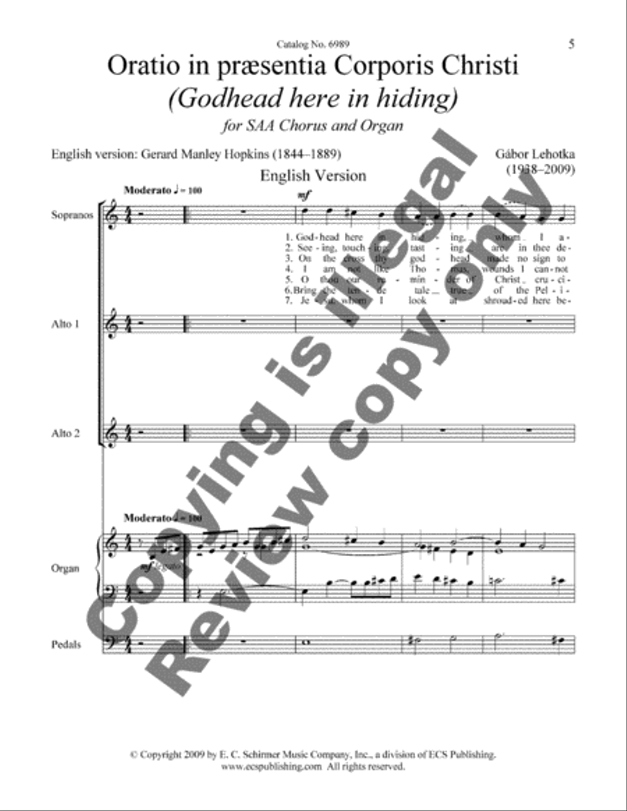 Oratio in Praesetia Corporis Christi Women's Choir scores gallery preview page 5