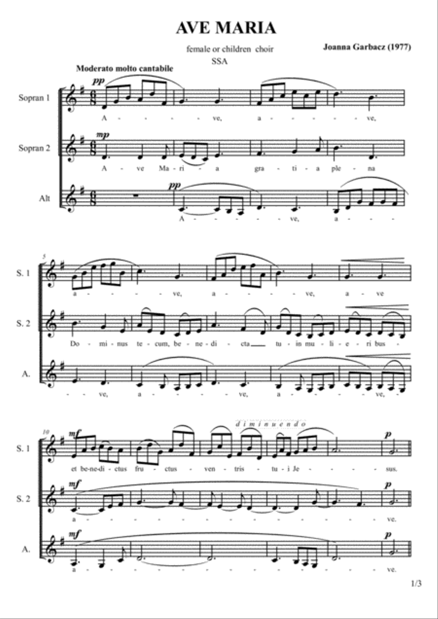 Ave Maria Ave Maria SSA scores gallery preview page 2