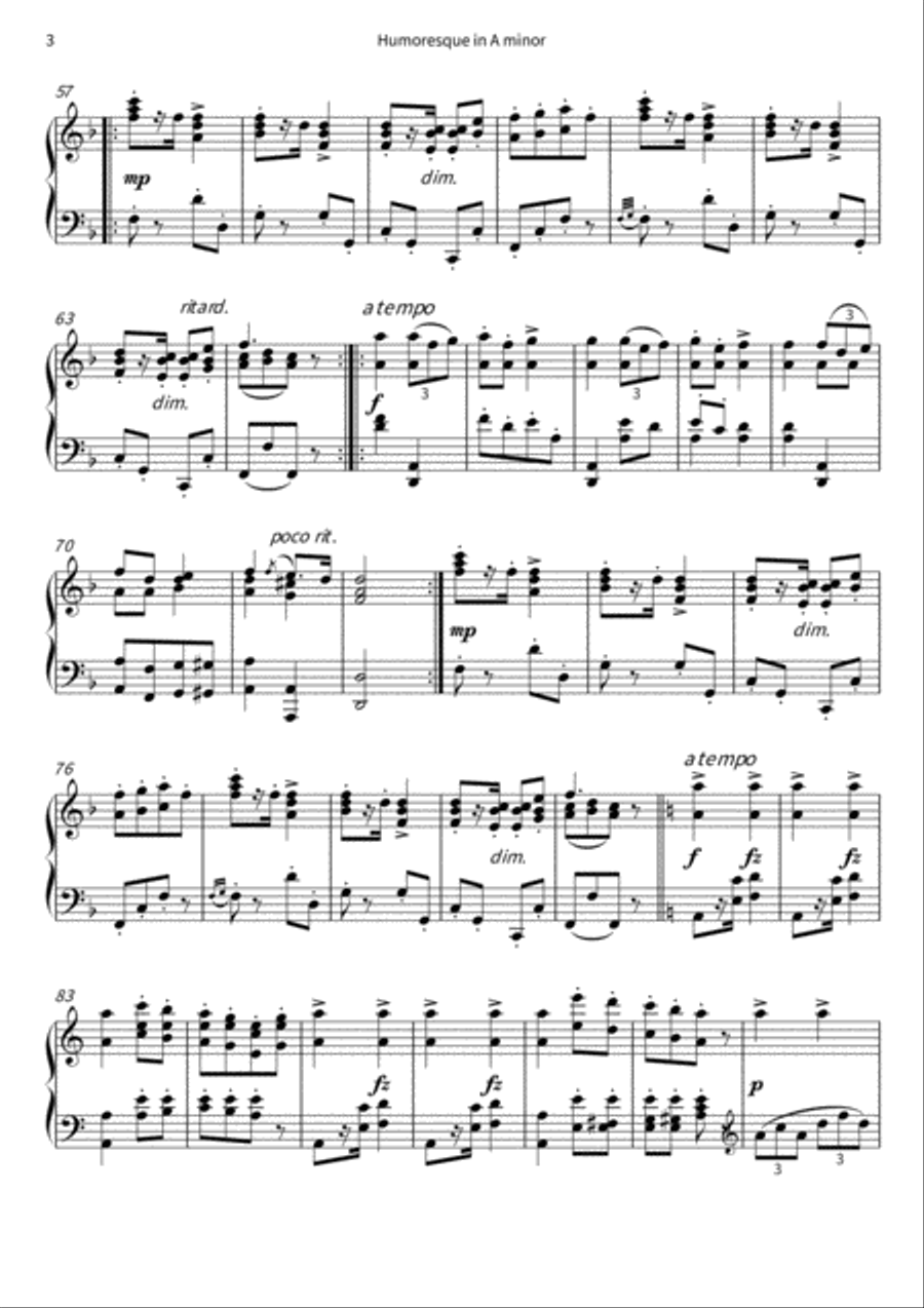 Humoresque in A minor Humoresque in A minor Piano Solo scores gallery preview page 5