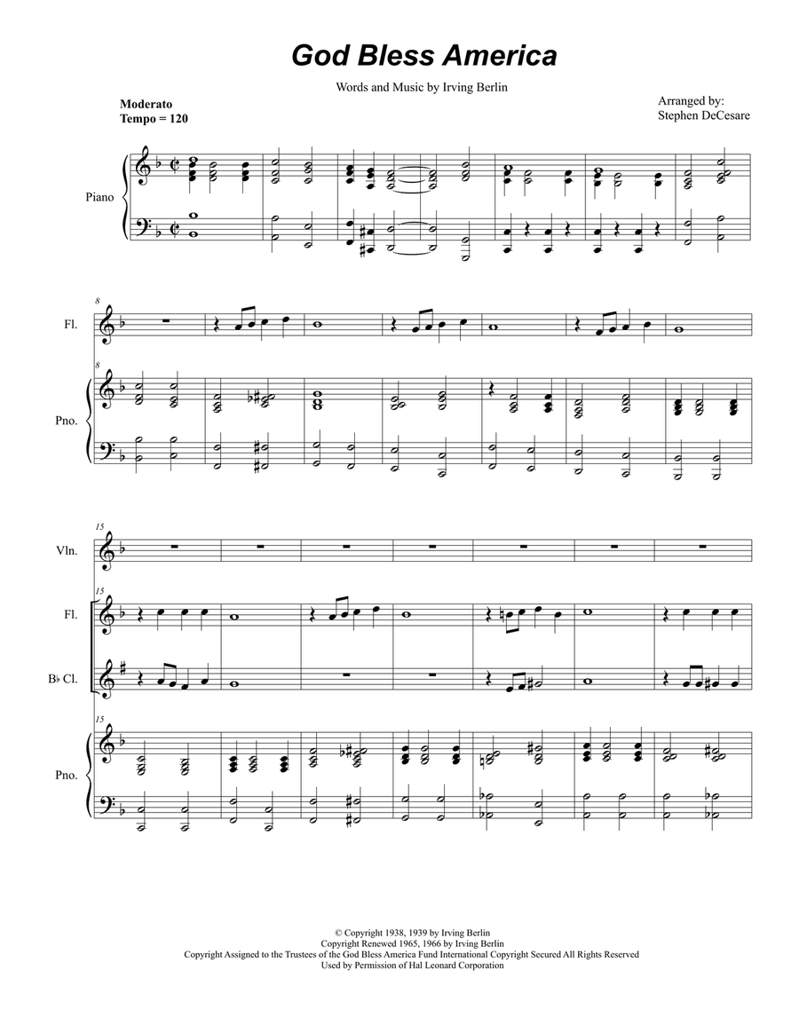 God Bless America God Bless America Woodwind Duet scores gallery preview page 1