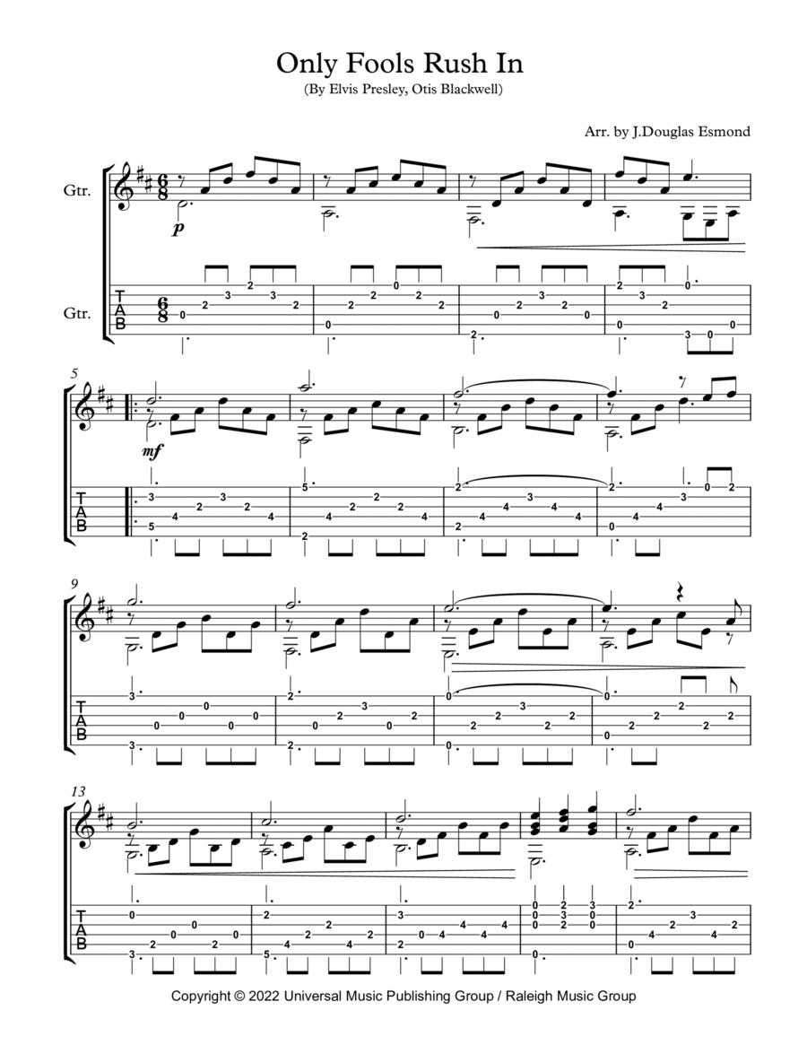 Only Fools Rush In Electric Guitar scores gallery preview page 1