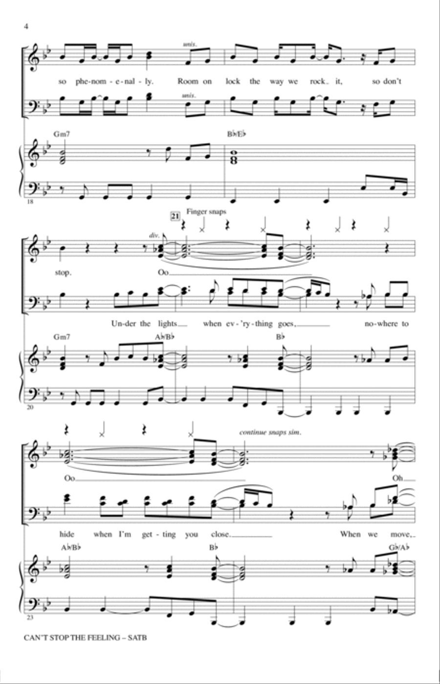 Can't Stop The Feeling (from Trolls) (arr. Mac Huff) 4-Part scores gallery preview page 3