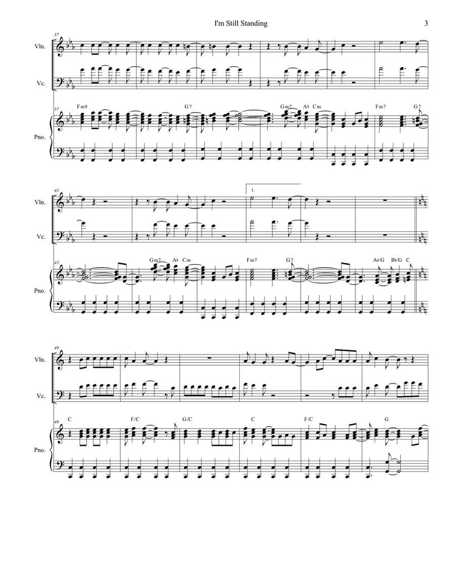 I'm Still Standing Piano Trio scores gallery preview page 3