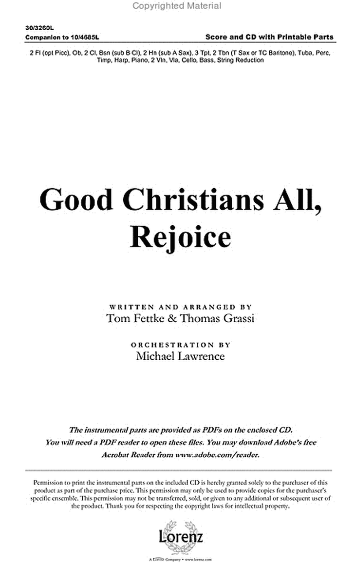 Good Christians All, Rejoice - Orchestral Score and CD with Printable Parts image number null