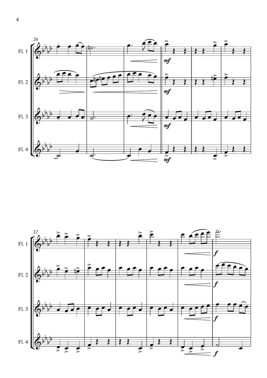 Fantasia on the Ukrainian Bell Carol - for Flute Quartet Flute Quartet scores gallery preview page 4