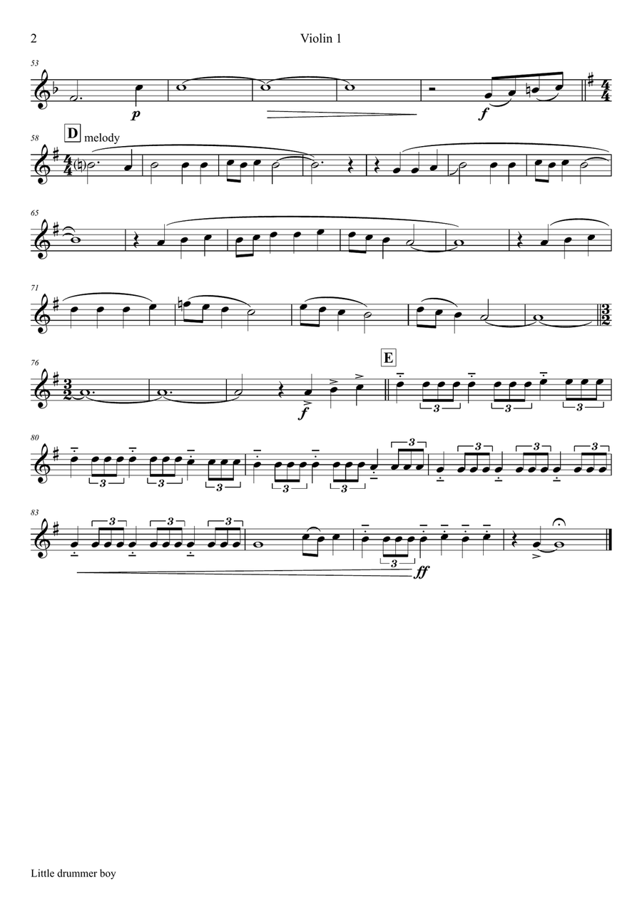 The Little Drummer Boy String Quartet scores gallery preview page 6