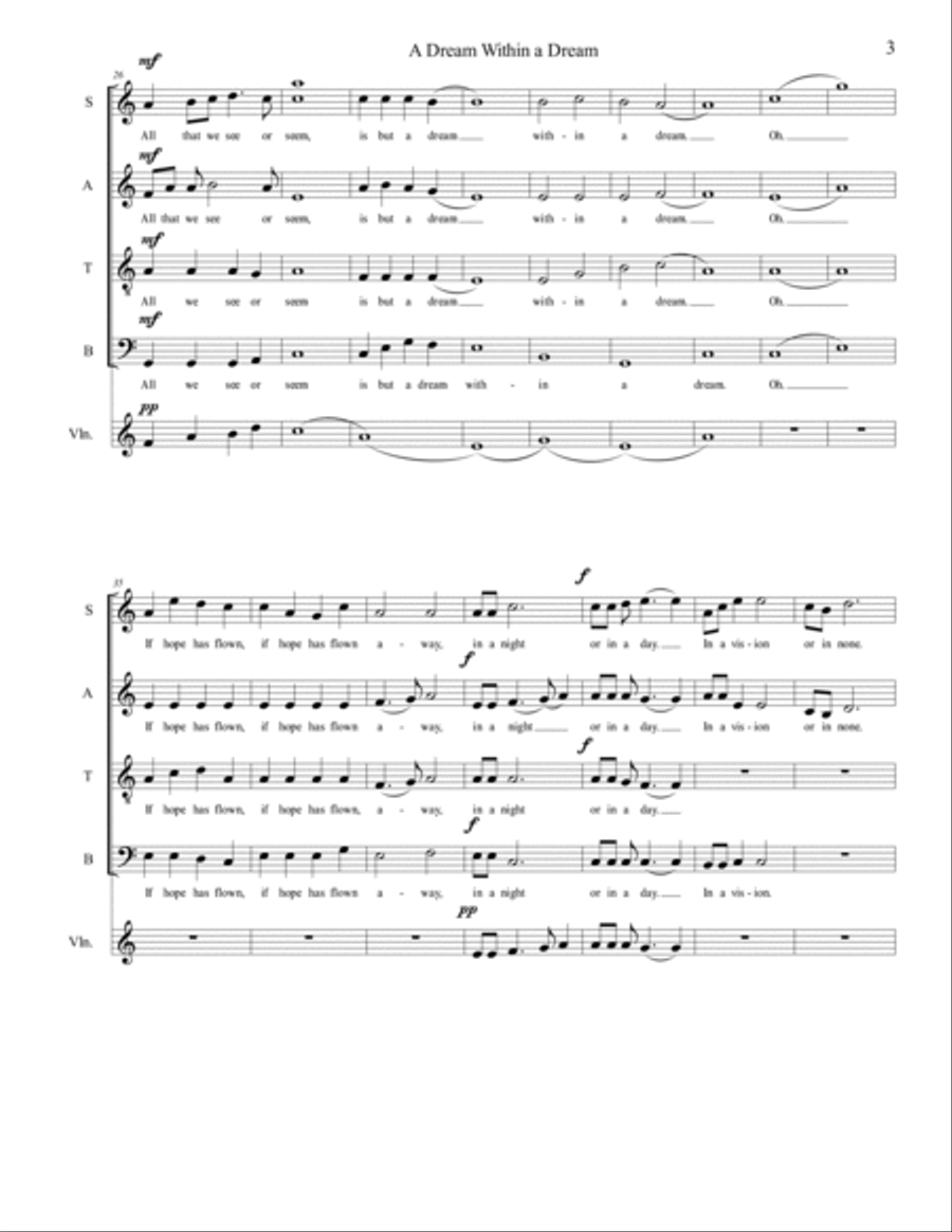A Dream Within A Dream A Dream Within A Dream 4-Part scores gallery preview page 3