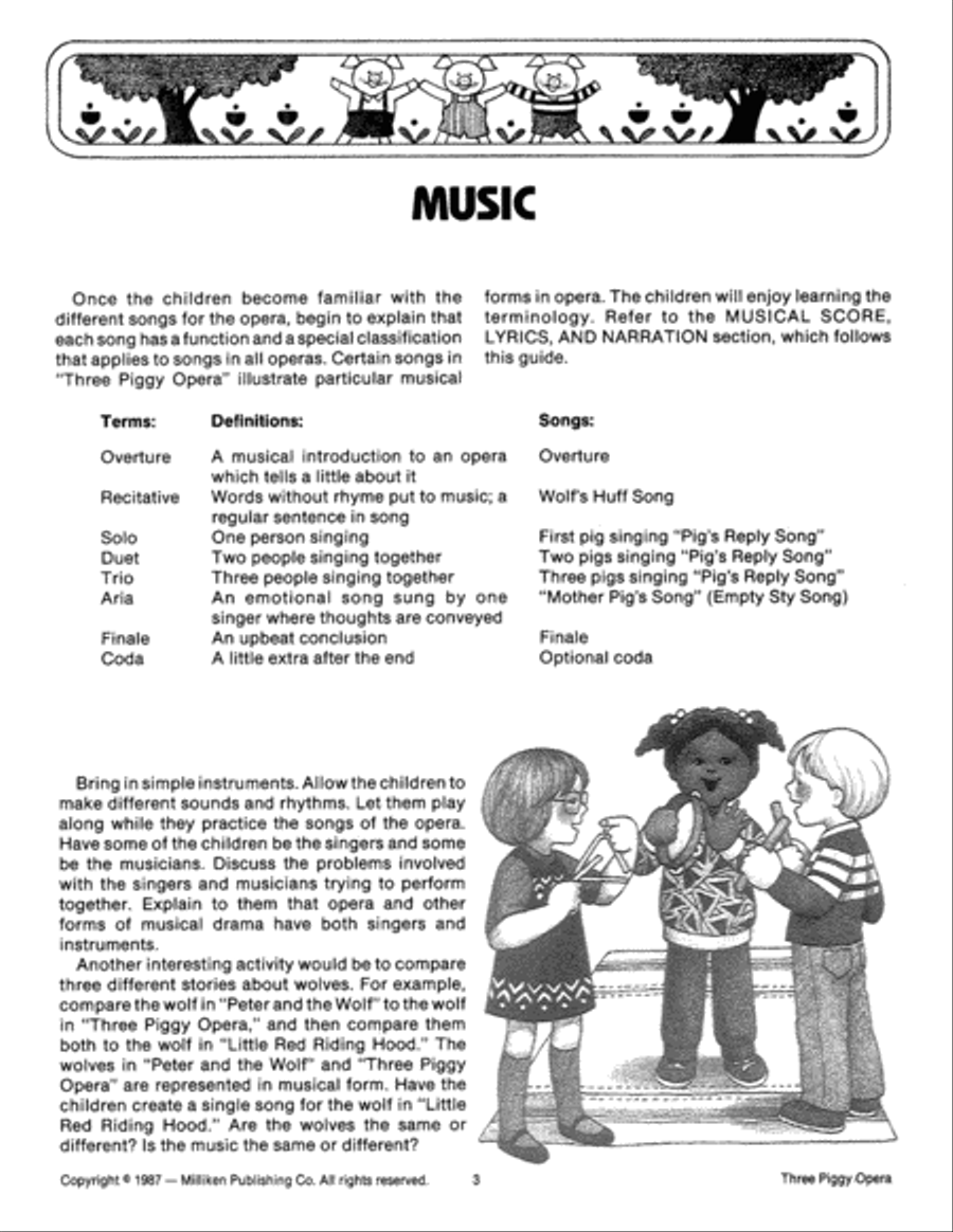 Three Piggy Opera Unison Choir scores gallery preview page 3