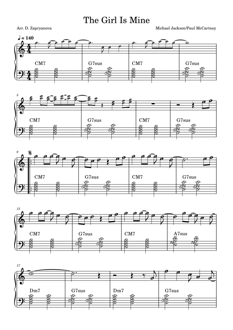 Girl Is Mine 2008, The Easy Piano scores gallery preview page 1