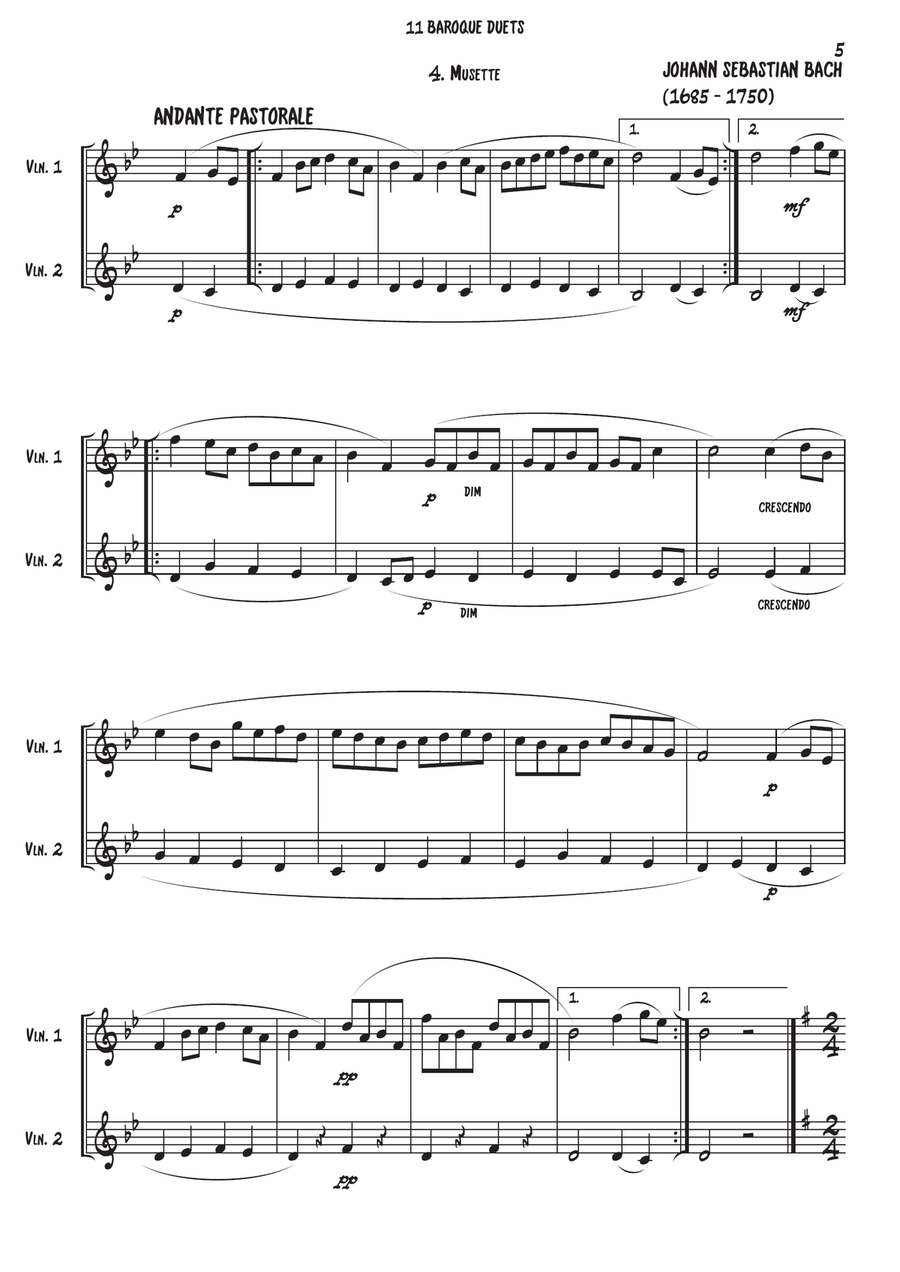 11 Baroque Violin duets 11 Baroque Violin duets String Duet scores gallery preview page 6