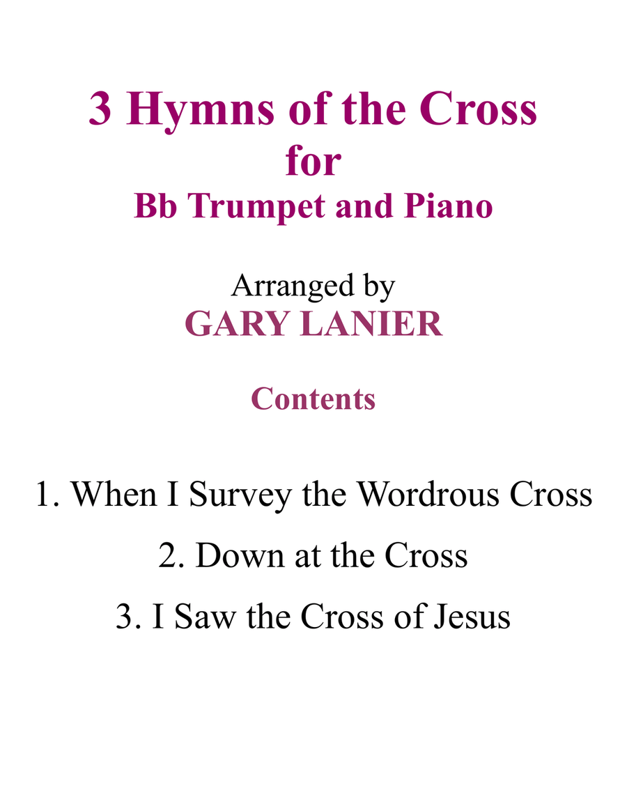 Gary Lanier: 3 HYMNS of THE CROSS (Duets for Bb Trumpet & Piano) Trumpet Duet scores gallery preview page 2