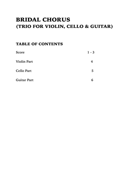 Bridal Chorus (Wedding March): String Trio for Violin, Cello and Guitar image number null