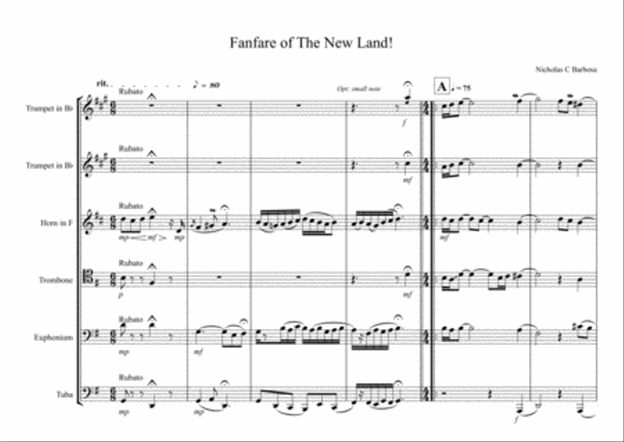 Fanfare of The New Land! Fanfare of The New Land! Brass Ensemble scores gallery preview page 1