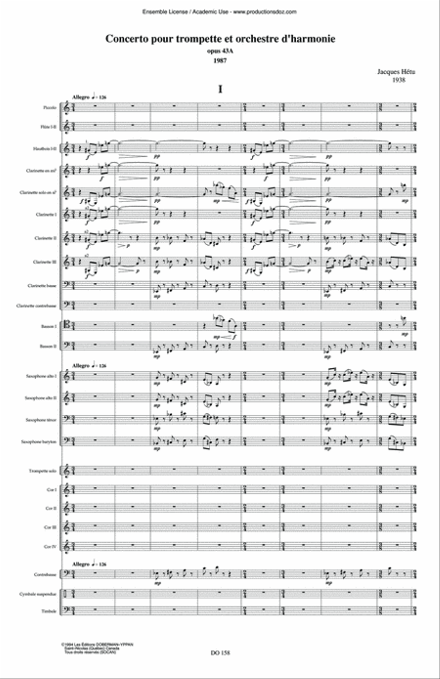 Concerto for trumpet op. 43A (Symphonic band, score) Concert Band scores gallery preview page 3