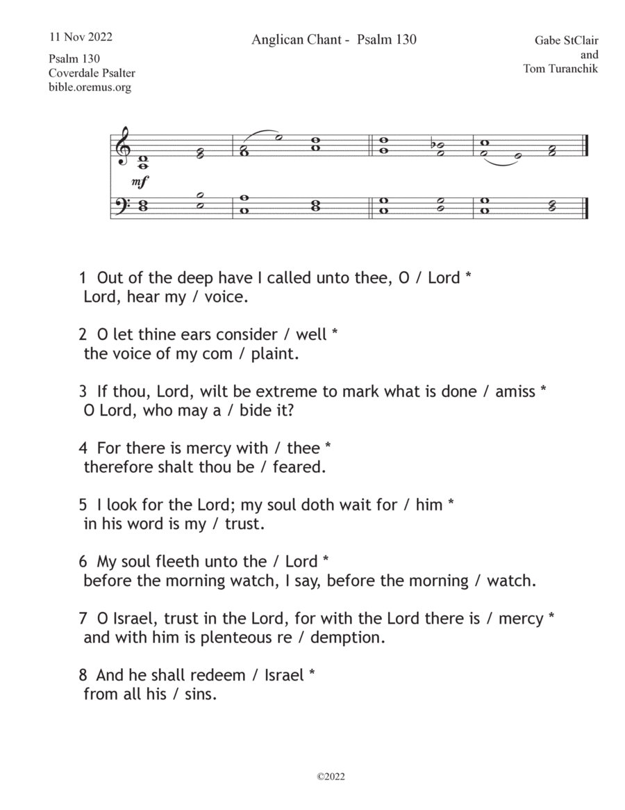 Anglican Chant - Psalm 130 4-Part scores gallery preview page 1