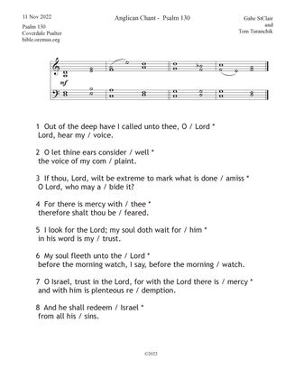 Anglican Chant - Psalm 130