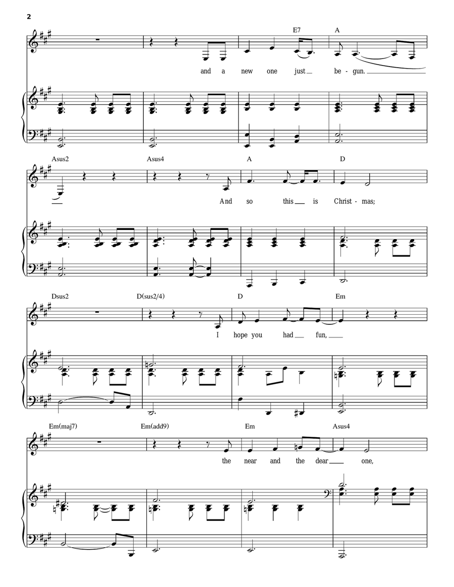Happy Xmas (War Is Over) Piano, Vocal scores gallery preview page 2