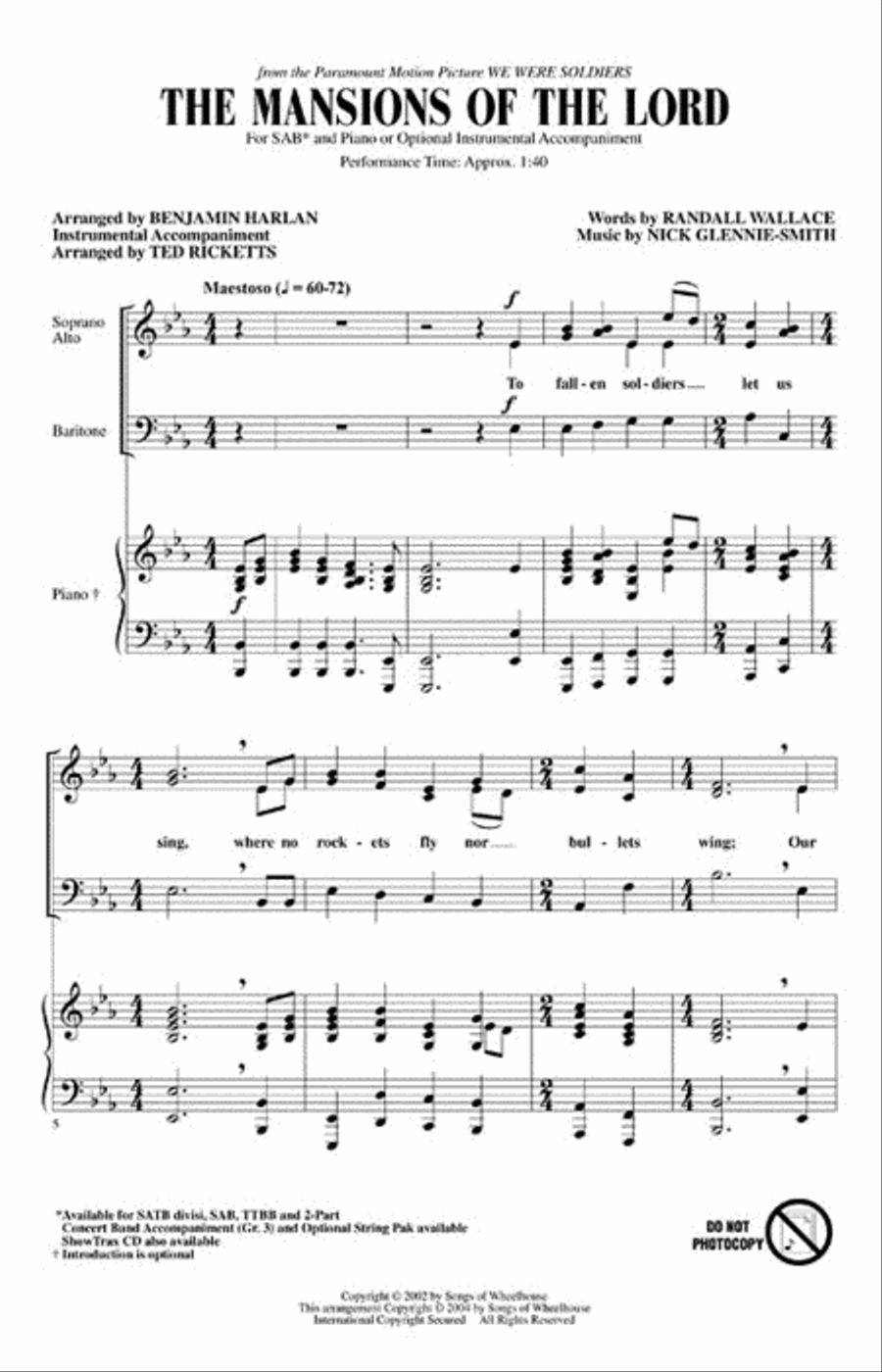 The Mansions of the Lord (from We Were Soldiers) 3-Part scores gallery preview page 2