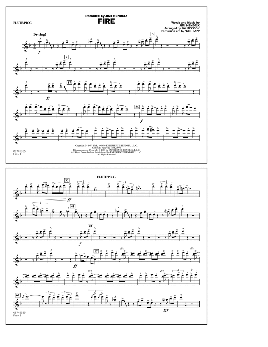 Fire - Flute/Piccolo Fire - Flute/Piccolo Marching Band scores gallery preview page 1