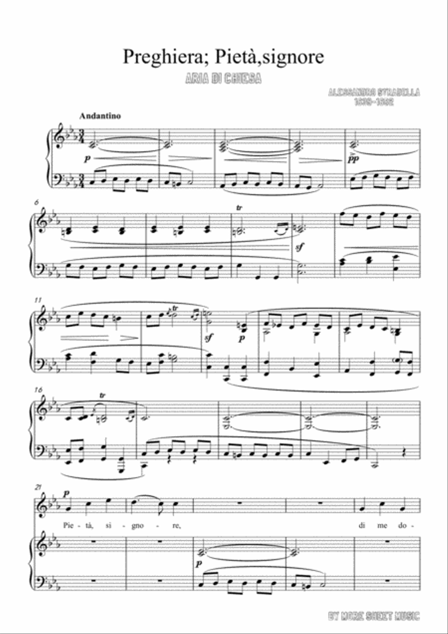 Stradella-Preghiera; Pietà,signore in c minor,for Voice and Piano Voice Solo scores gallery preview page 3