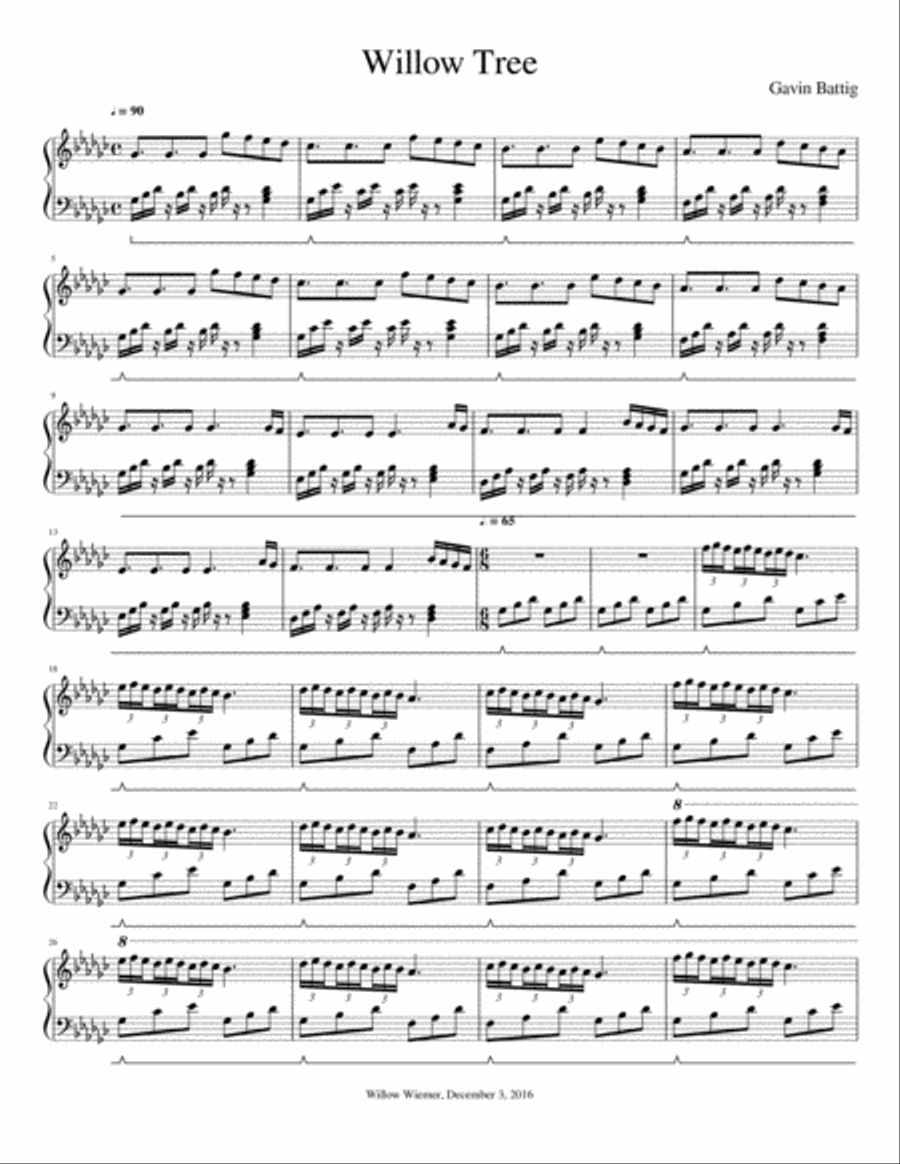 Willow Tree Piano Solo scores gallery preview page 1