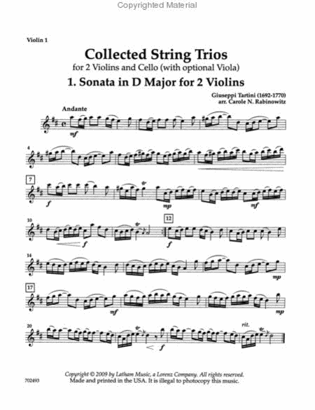 Collected String Trios for 2 Violins and Cello image number null