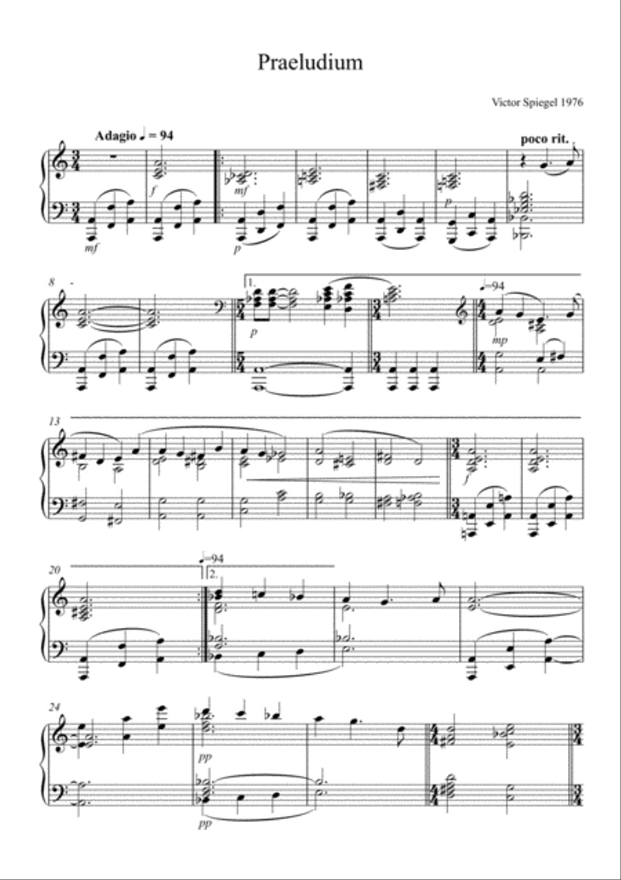 Praeludium Easy Piano scores gallery preview page 1
