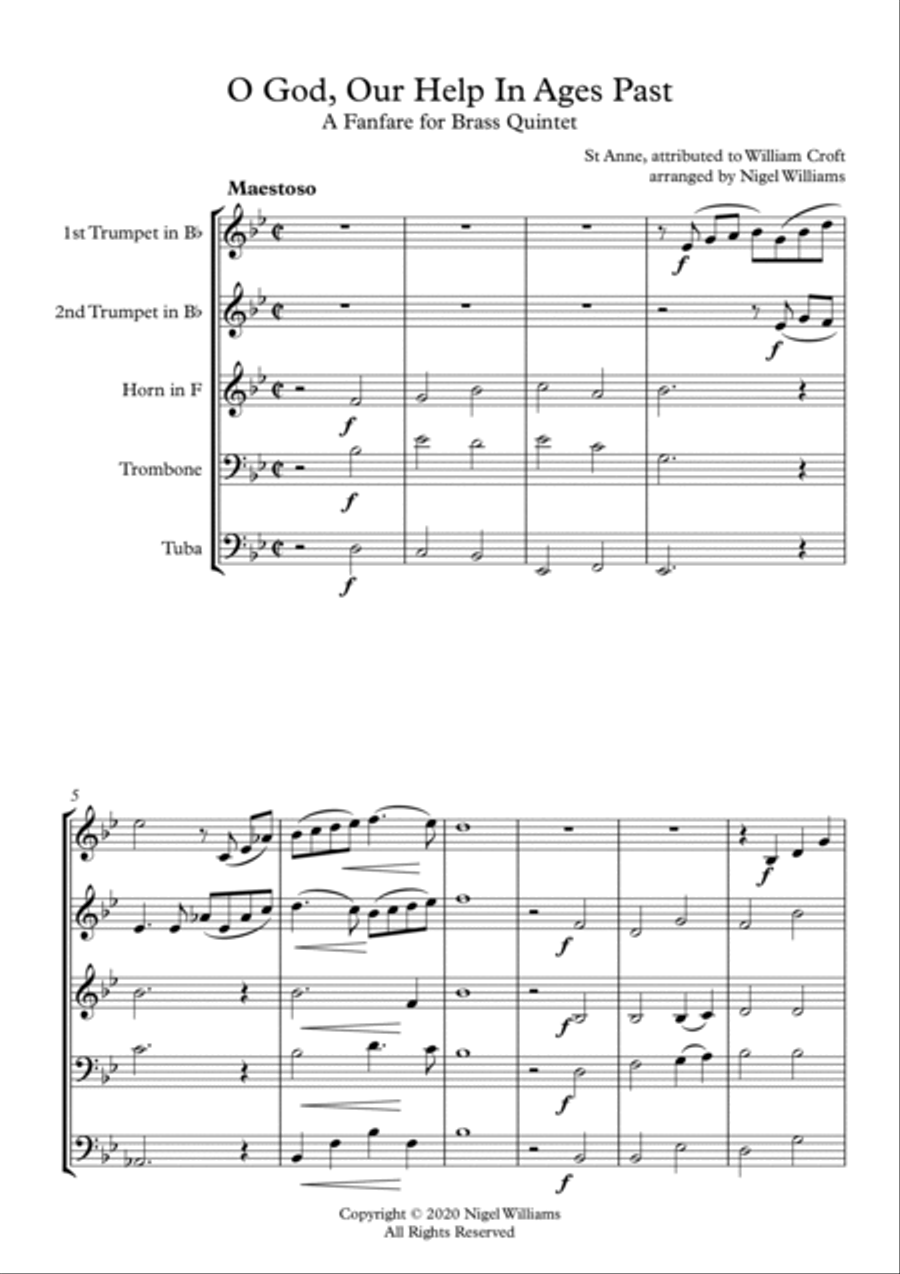 O God, Our Help In Ages Past, for Brass Quintet Brass Quintet scores gallery preview page 2